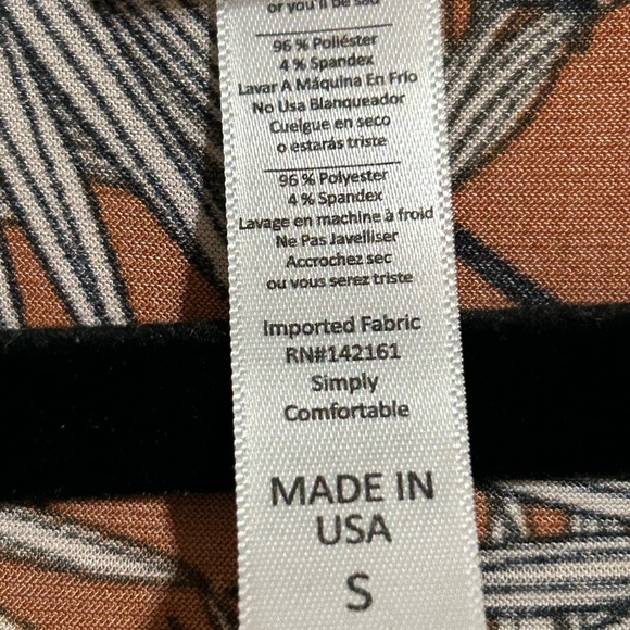 Lularoe, Perfect T, Size Small, Worn Once, Burnt Orange, Tropical, Palm Leaves - Picture 3 of 3